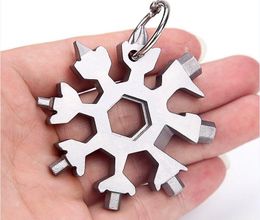 New arrive snowflake multi pocket tool keychain spanner hex wrench keychain multifunction multipurpose camp survive key rings