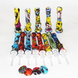 smoking Silicon Mini Straw Water Pipes with Titanium Nail For Dab Rig Silicone bongs Pipe