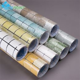 -3m / 5m de transferência de calor Papel de parede adesivo cozinha anti-óleo auto adesivo papel de parede mosaico alumínio folha adesivos de parede decoração 201201