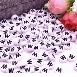 100pcs/lot 7x4mm A-z White Round Alphabet/ Letter Acrylic Loose Spacer Beads For Jewellery Making Diy Bracelet Acc qylrIu