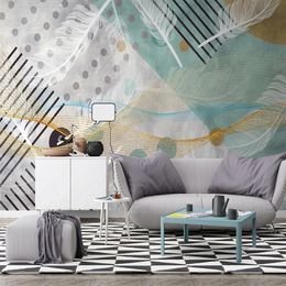 Custom Mural Wallpaper Nordic Modern Abstract 3D Geometric Feather Fresco Living Room TV Background Wall Decor Papel De Parede