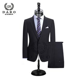 DARO Men Suits Blazer With Pants Slim Fit Casual One Button Jacket for Wedding DR8158 201105