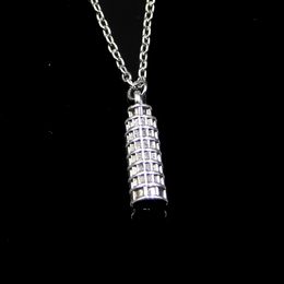 Fashion 25*7mm Leaning Tower Of Pisa Italy Pendant Necklace Link Chain For Female Choker Necklace Creative Jewelry party Gift