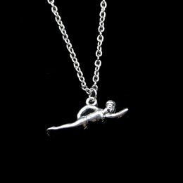 Fashion 29*11mm Swimming Swimmer Sporter Pendant Necklace Link Chain For Female Choker Necklace Creative Jewelry party Gift