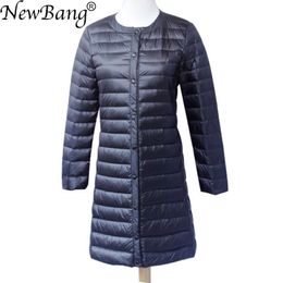 NewBang Brand Down jacket female Long Duck Down Jacket Women Lightweight Warm Linner Slim Portable Single Breasted Coat 201023