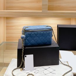 Lady Womens Denim Box Vanity Designer Bags Blue Ball Adjustable Shoulder Strap Card Holder Mini/Small Cosmetic Gold Hardware Crossbody Bag Purse Handbags 542