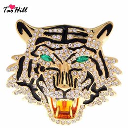 Pins, Brooches TaoHill Sparkling Tiger Head Brooch Pins Luxury Animal Women For Dinner Party 2022 Fashion Jewellery Gift