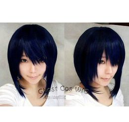 Dark Blue Mixed Black Anime Cosplay Short Cosplay Wig