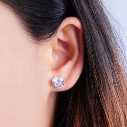 Simple and Stylish Ear Stud Earrings Men's and Women's Four-Claw Inlaid Zircon Auricular Needle Earrings Student Fresh Single Diamond Small