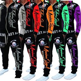 ZOGAA Mens Matching Set Two Piece Set Men Sweatsuit Casual Sportswear Hoodies Sweatshirt and Pants Sets Letter Printed Tracksuit LJ201117