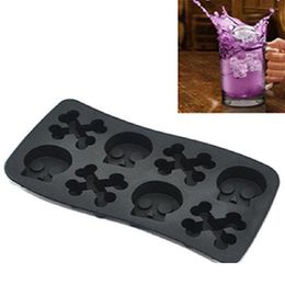 8 Holes Skeleton Ice Tray Silicone Skull Ice Cube Molds Halloween Party Horror Chocolate Home Ice Cream Drinking DIY Supplies