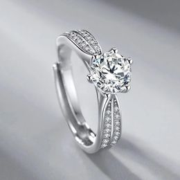 The new D-Devil Star Moss Diamond Princess Crown S925 Silver Ring Plated Platinum Sweet Engagement Jewellery Girlfriend Gift