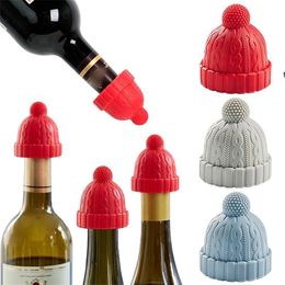 Woolen Cap Silicone Wine Bottle Stopper Creative Hat Shaped Wine Stopper Fresh-Keeping Sealed Lid Preservative Stopper Kitchen RRE12664