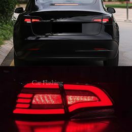 1Set Car LED Tail Light Taillight Rear Running Light + Brake + Reverse Lamp + Dynamic Turn Signal For Tesla Model 3 2016 - 2021