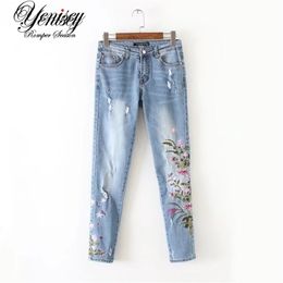 Chen, 60-1628, Europe and America fashion wind, chrysanthemum embroidered jeans 0606 201030