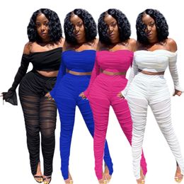 women tracksuit long sleeve outfits 2 piece set sportsuit strapless + legging women clothes jogger sport suit tight sportsuit klw0533