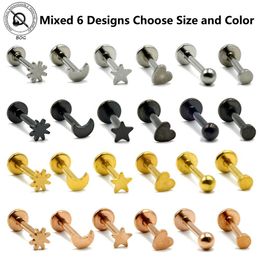 Bog-6pcs Mix 6 Designs 316l Surgical Steel Labrets Stud Ring Ear Tragus Cartilage Ball Lip Ring Earrings Body Piercing Jewellery Q jllfsN