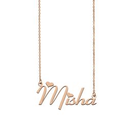 Misha Name Necklace Custom Nameplate Pendant for Women Girls Birthday Gift Kids Best Friends Jewellery 18k Gold Plated Stainless Steel