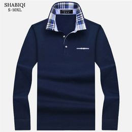SHABIQI Brand Men's Polo Shirt Solid Long Sleeve Polo Men Autumn Full Sleeve Warm Men's Casual Pocket Cotton Tops 6XL-10XL 220312