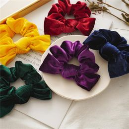 Girls Velvet Bow Elastic hair scrunchie Kids princess hiar accessories Children elastic ponytail holder women hairbands