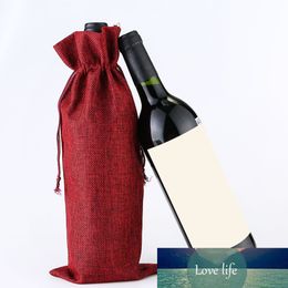 Wine Bottle Gift Bags Jute Wine Bottle Bags Wine Bottle Cover with Drawstring