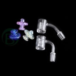NEW 4mm Beveled Edge Clear Bottom Quartz Banger With New Design Glass Carb Cap 10mm 14mm 18mm Male Female For Glass Water Bongs