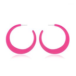 Hoop & Huggie Trendy Colourful Acrylic Big Earrings For Women Acetic Acid C Shape Circle Earring Female Party Fashion Jewellery 20211