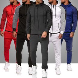 Men's Hoodies Sweatshirt Sets Men Fashion Casual Hooded Tracksuit Suit Male Hoodie Pants Joggers Set Winter Gym Sportsuit 201110