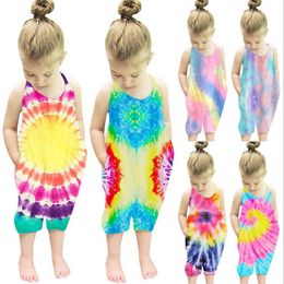 Baby Girl Clothes Tie Dye Infant Girls Rompers Suspender Newborn Girl Jumpsuits Sleeveless Summer Baby Clothing 6 Colours Optional LSK1721