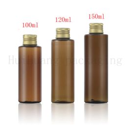 100/120/150ml brown bottle Packaging Container Aluminum Cap Plastic Bottles Facial Cream Make Up Travel Size Tools Empty