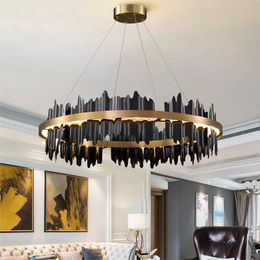 Modern led chandelier for living room round hanging lamp luxury home decoration light fixtures dining room bedroom led lighting