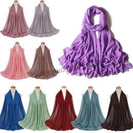 Bubble Chiffon Scarf Plain Shawls Golded Bead Pearl Scarf Big Solider Colour Foulard Femme Hijab Muslim Scarf 20 Colours 175*70cm