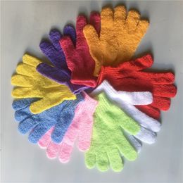 Exfoliating five fingers baths towel Double Sided Body Scrubber Glove Body Massage Remover Dead Skin Bath Gloves T9I00662