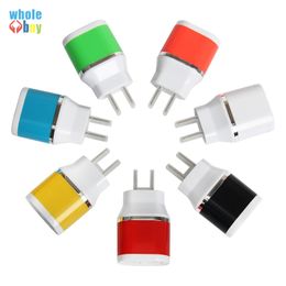 Colourful 5V 2A Dual USB EU Plug Wall Charger Home Travel Power Adapter Cargador de celular For Android Phone 50PCS