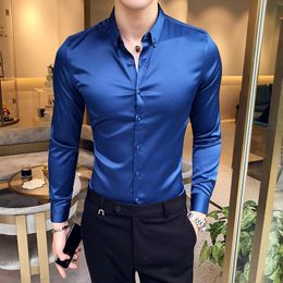 Neckline Embroidery Mens Shirts Long Sleeve Casual Slim Fit Men Dress Shirts Solid Colour Formal Business Social Clothing Blouse1312x