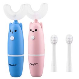 CkeyiN Smart 360 Degrees Electric Toothbrush Kids U Type Silicon Automatic Ultrasonic Teeth Tooth Brush Cartoon Pattern Children 220224