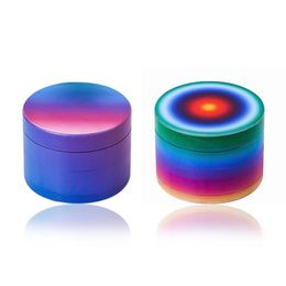 Smoking accessory 4 Layers 50mm Rainbow Gradient Tobacco Grinder Classic Flat Zinc Alloy Metal Herb Grinder