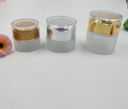 Wholesale 20g 30g 50g frosted glass cream jar empty bottles cosmetic container with aluminum capgoods