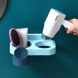 Punch-free Hairdryer Storage Rack PP Bathroom Shelf Storage Wall-mounted Hair Dryer Holder Rack Organiser Hairdryer Bathroom Accessories V5