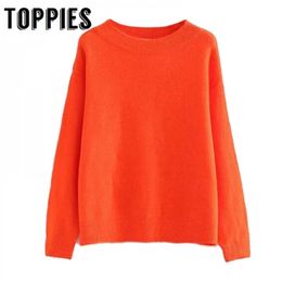 Orange Sweater Women Autumn Winter Round Neck Thin Sweater Girl Long Sleeve Cheap Jersey Casual Knit Pullovers 201017