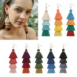10 Colors Female Jewelry Earringss Bohemian Fringe Long Gradient Multilayer Drop Earrings for Women Gifts