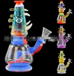2022 new 7'' Water Pipe Dab rig Silicone bong portable hookah unbreakable silicone and glass style Via DHL