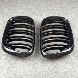 1 piece High Quality Glossy Black Front Bumper Grill Grilles For B MW X5 E53 ABS Material Carbon Look Kidney Mesh Grille