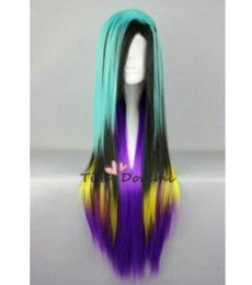 Lolita Multicolor Lange Straight Woman Fashion Party Cosplay Wig High Temperature Resistance