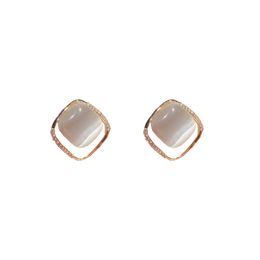 Dangle & Chandelier Hollow Out Square Opal Stud Earrings 2022 New Fashion Simple Korean Brincos