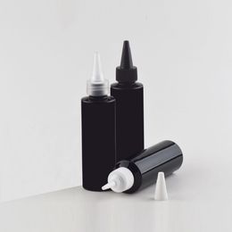 120ml Empty black Plastic Bottle Cosmetic Container 120cc PET With Pointed Mouth Cap For Skin Care Shampoo 50Pcs/lot
