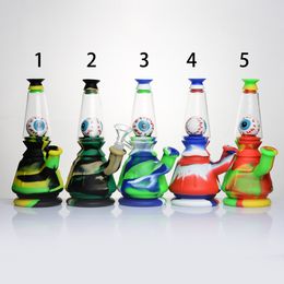 Smoke hookah silicone water pipe with Eye Decoration Smoking Accessories Bongs glass bowl Tobacco Dab Rig Kits 831