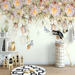 Custom 3D Photo Wallpaper Hand Painted Rose Flower Butterfly Modern Oil Painting Mural Bedroom Living Room Wall Paper Home Decor