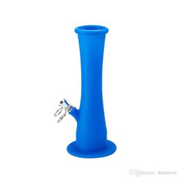 mini Silicone bong with metal downstem Diffuse coloured Portable foldable Smoking Water bongs 235 mm