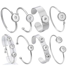 snap on bracelet Canada - Charm Bracelets Snap Jewelry High Quality Stainless Steel Button Bangles Fit 18mm 12mm Buttons Snaps